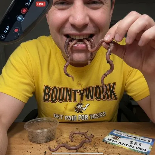 Eat 3 live worms on camera.